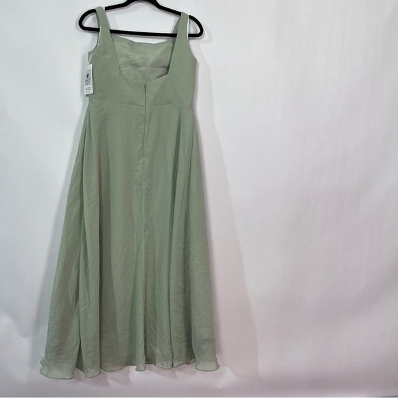 Girls Sage Green Flowy Squared Sweetheart Neck Dress Sz 16 NWT - Picture 2 of 5